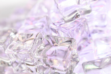 Stacked Transparent Ice Cubes with Subtle Purple and Pink Hues – Close-Up for Beverage, Branding, Hospitality, and Elegant Visual Concepts
