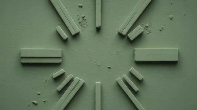 Geometric abstract design with green rectangles and symmetrical pattern