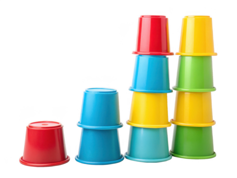 Colorful baby stacking cups png infant toy set png learning cups toy png baby play cups png stacking game toy png transparent background image