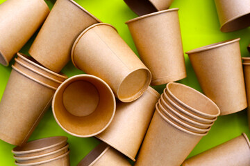 Brown paper cups, disposable glass