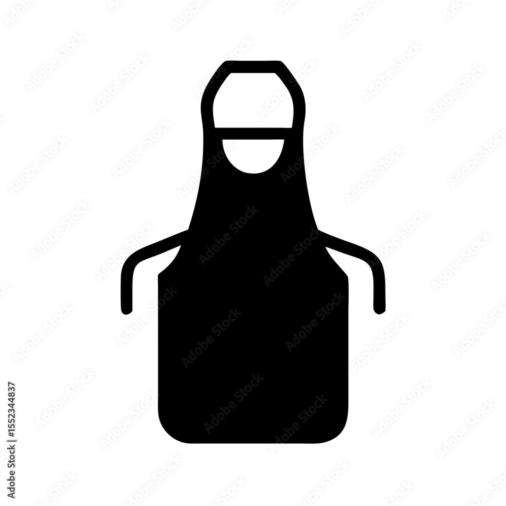 Poster simple graphic representation of a black cooking garment with straps and a neck loop design element