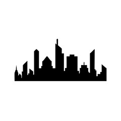 Obraz premium A silhouette of a city skyline with various buildings against a white background is presented here now