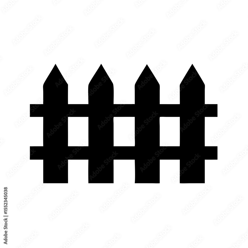 Poster A simple graphic showing a black picket barrier with pointed tops and horizontal rails design element