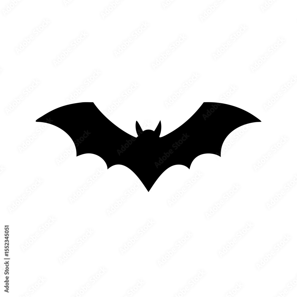 Poster silhouette of a flying creature with wide wings spread out against a plain white background view is 