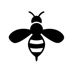 A graphic depiction of a black and white striped winged insect with antennae on a white background