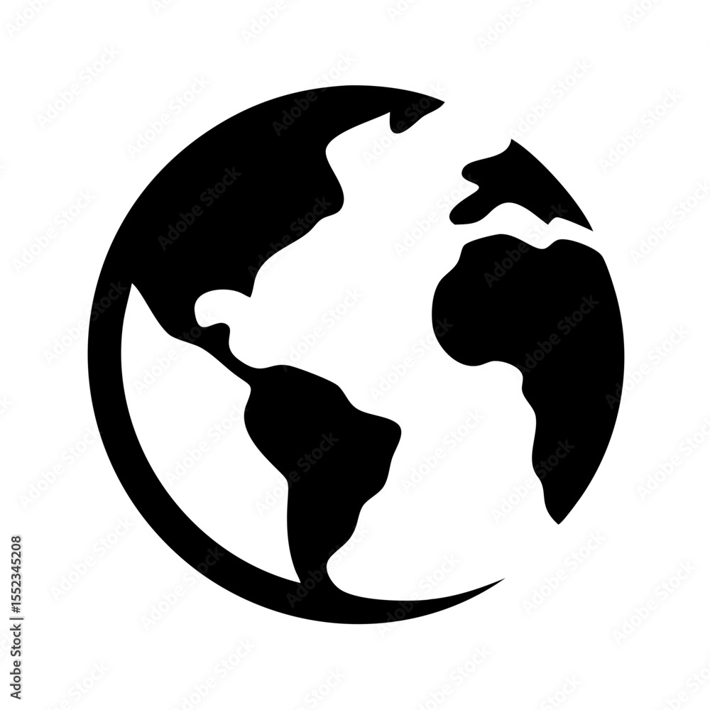 Poster stylized depiction of the earth globe showing continents and a circular frame around the planet view
