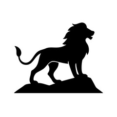 A majestic feline silhouette stands proudly atop a rocky outcrop, exuding power and gracefulness