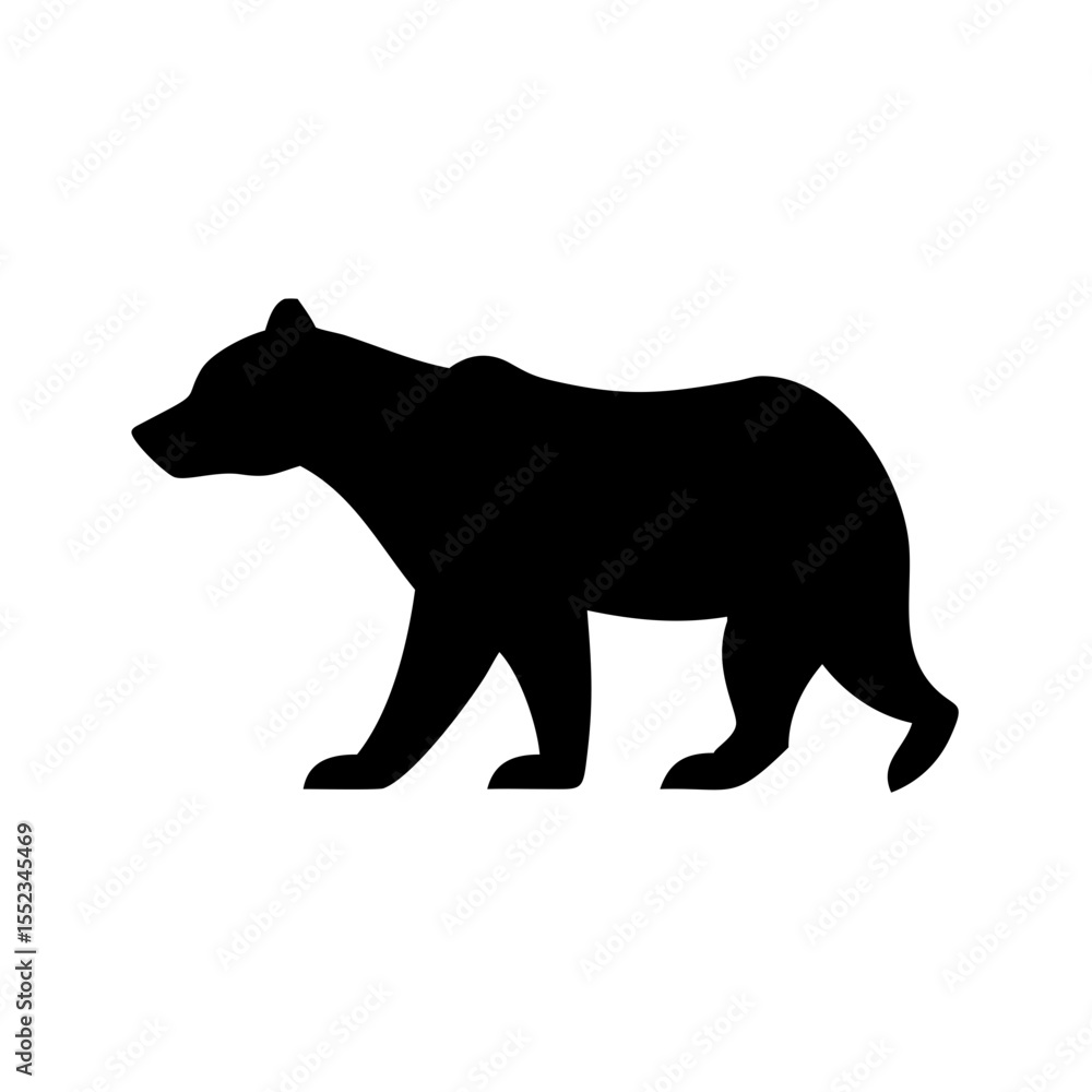Poster silhouette of a large mammal walking in profile view displayed on a white background scene here