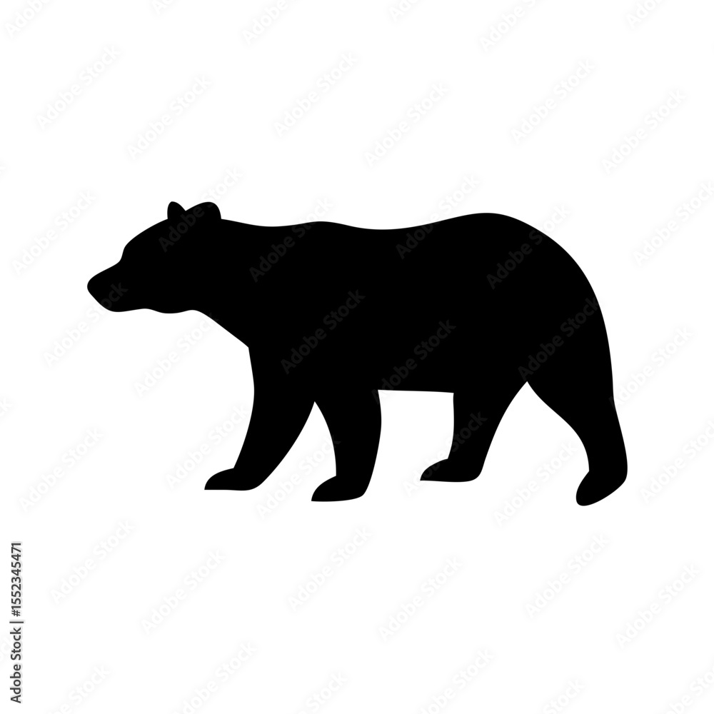 Poster silhouette of a large mammal walking across a white background in a simple graphic style image