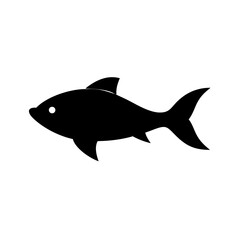Obraz premium Simple graphic of a black aquatic animal with a tail swimming to the right side of the frame area