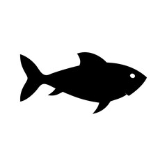 Silhouette of a marine creature with fins and a tail swimming in the water in black and white design