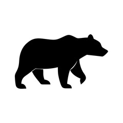Silhouette depiction of a large mammal walking to the right on a white background design element