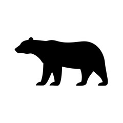 Silhouette of a large mammal with thick fur standing on all fours in a simple graphic style design
