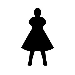Obraz premium Silhouette of a person in a dress standing with arms at sides and legs visible is presented here