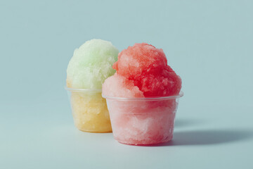 Shaved ice in cups
