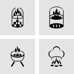 Fire Pit Icons  A Collection of Fireplace and Bonfire Illustrations