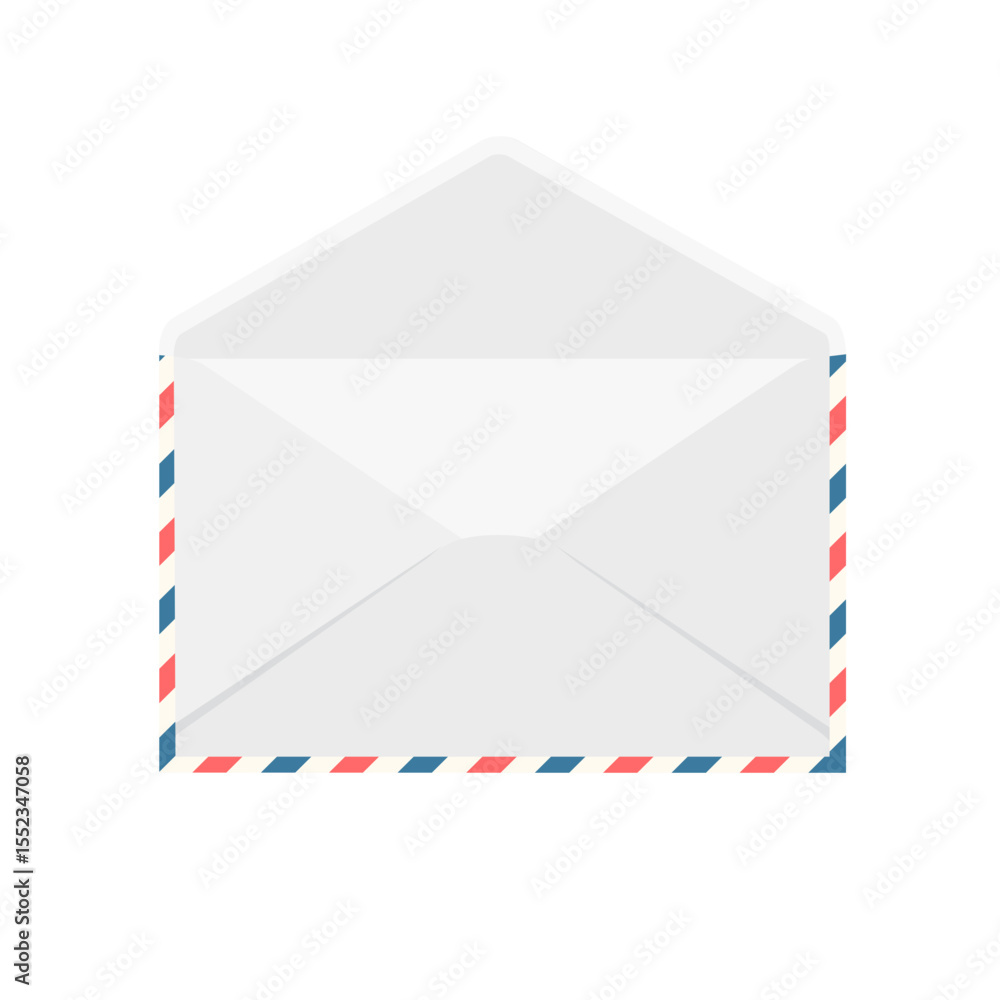 Poster simple vector illustration of an airmail envelope with recognizable stripes. blank envelope icon.