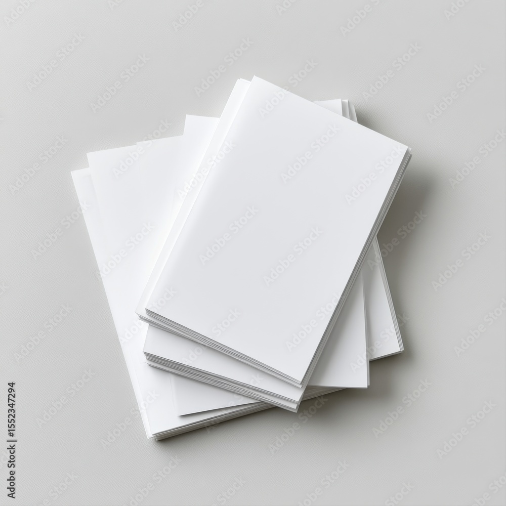 Poster blank notebooks stacked neatly on a light surface for creative use