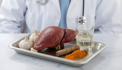 liver organ and liver nutrition food. healthy liver
