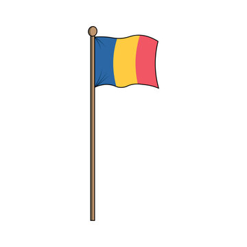 TCad, Republik Chad, Jumhūriyat T&scaron;ād, Chad flag with pole. made in indonesia, west java, cirebon'