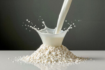 Captivating milk splash over soft powdered milk