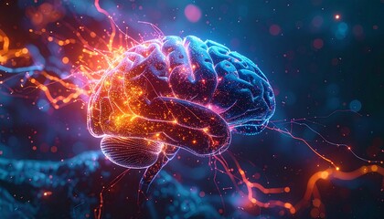 3D Human Brain With Moving Neuron Signals. Reading Neural Signals Through Brain Compu