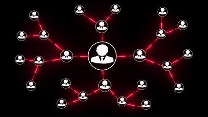 Animation of network of connections with icons and data processing over .  Futuristic cloud with pixel digital transformation abstract new technology black background . - Powered by Adobe