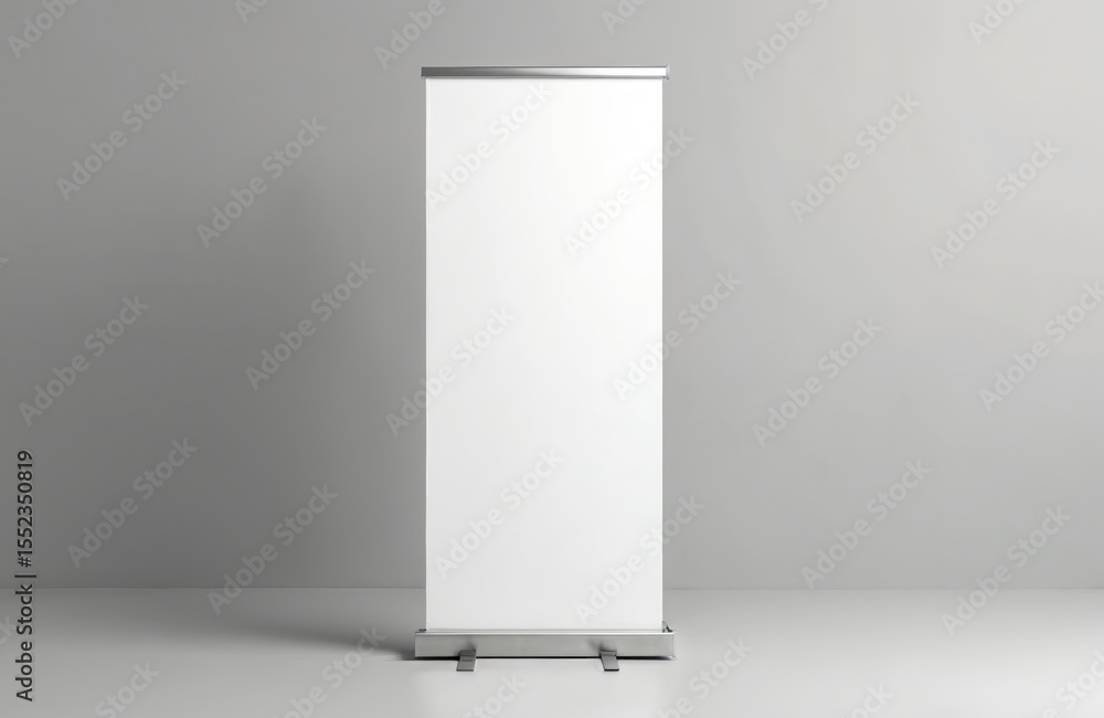 Poster blank roll-up banner display mockup with empty white space for branding, advertisement or informatio