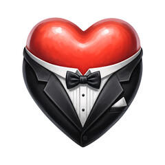 Dressed-Up Red Heart in Tuxedo - Romantic Elegance and Love