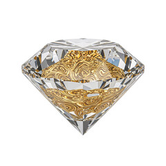 Sparkling Diamond with Golden Swirls Inside - Luxury and Treasure