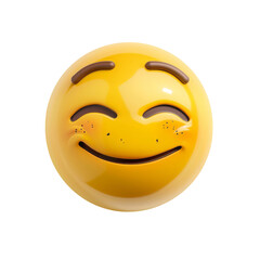 Fototapeta premium A cheerful yellow emoji face with a big smile and closed eyes, radiating happiness and positivity.