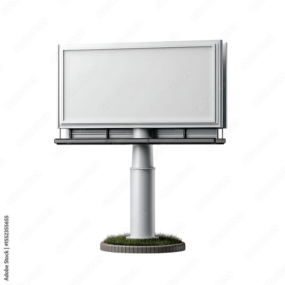 Poster modern blank billboard structure with white advertising space isolated on transparent background