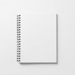 Blank notebook with spiral binding on white background