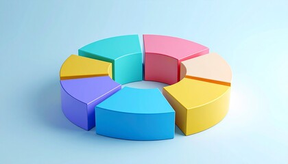 Fototapeta premium A structure in which multiple 3D chart elements are arranged in a circle and rotated