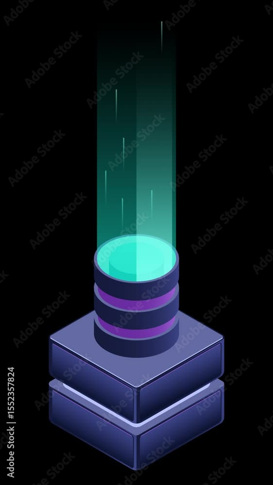 Poster isometric processor blockchain animation. futuristic holographic interface. futuristic concept. moti