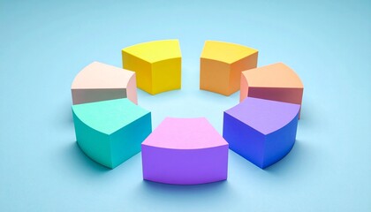 Obraz premium A structure in which multiple 3D chart elements are arranged in a circle and rotated