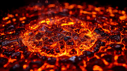 Molten metal glowing with intense heat and color