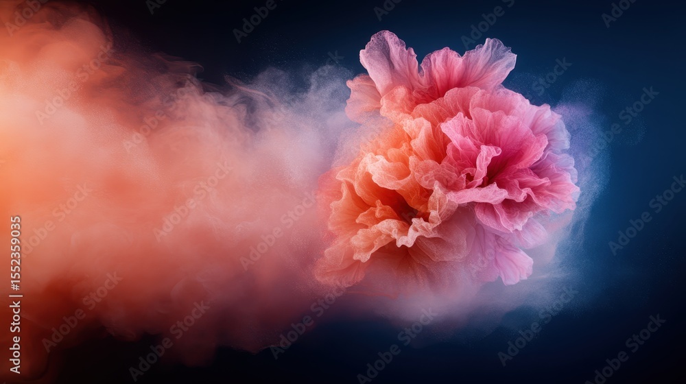 Poster an abstract representation of a beautiful flower exploding in diverse colors evokes emotions of crea