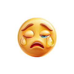 Fototapeta premium A sad emoji with teary eyes, conveying deep emotion and sorrow, perfect for expressing feelings of disappointment.