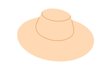 Wide-brim sunhat Packable Hat Summer Head Fashion accessory cap clothing technical illustration. Vector headgear for Men, women, unisex style, flat template CAD mockup sketch outline isolated