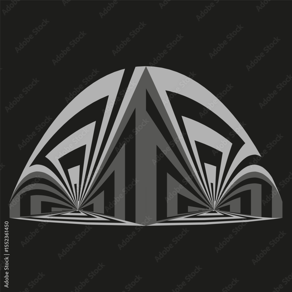 Poster dome icon pattern. black curve design. architectural shape illustration. vector structure symbol.
