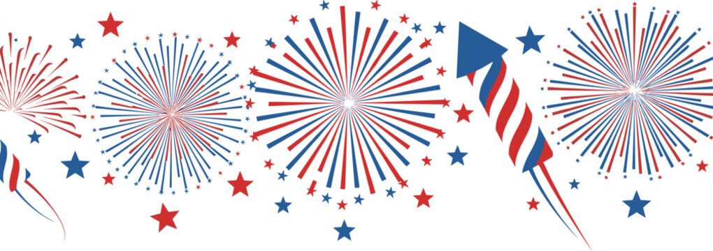 4th July fireworks display, USA Independence Day fireworks - Powered by Adobe