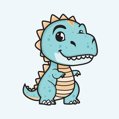 cute and funny dinosaur illustration hand drawn style
