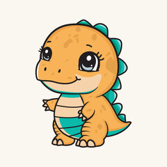 cute and funny dinosaur illustration hand drawn style