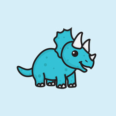 triceratops dinosaur hand drawn style
