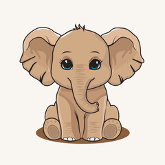 cute baby elephant hand drawn style