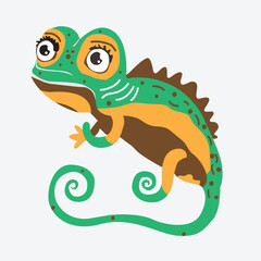 
chameleon cartoon illustration hand drawn style