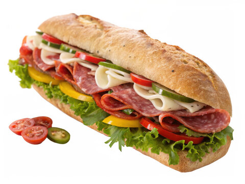 Italian sub png Italian submarine sandwich png deli sub sandwich png layered cold cut sandwich png classic Italian hoagie png transparent background image