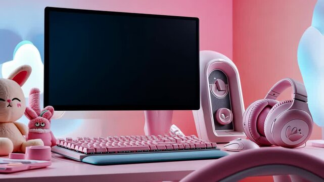 Vibrant pinkthemed gaming setup with creative technology transition