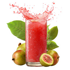 Fresh berry and strawberry fruit juice cocktail in a glass with ice, isolated on white for a healthy, cold, and refreshing sweet drink
